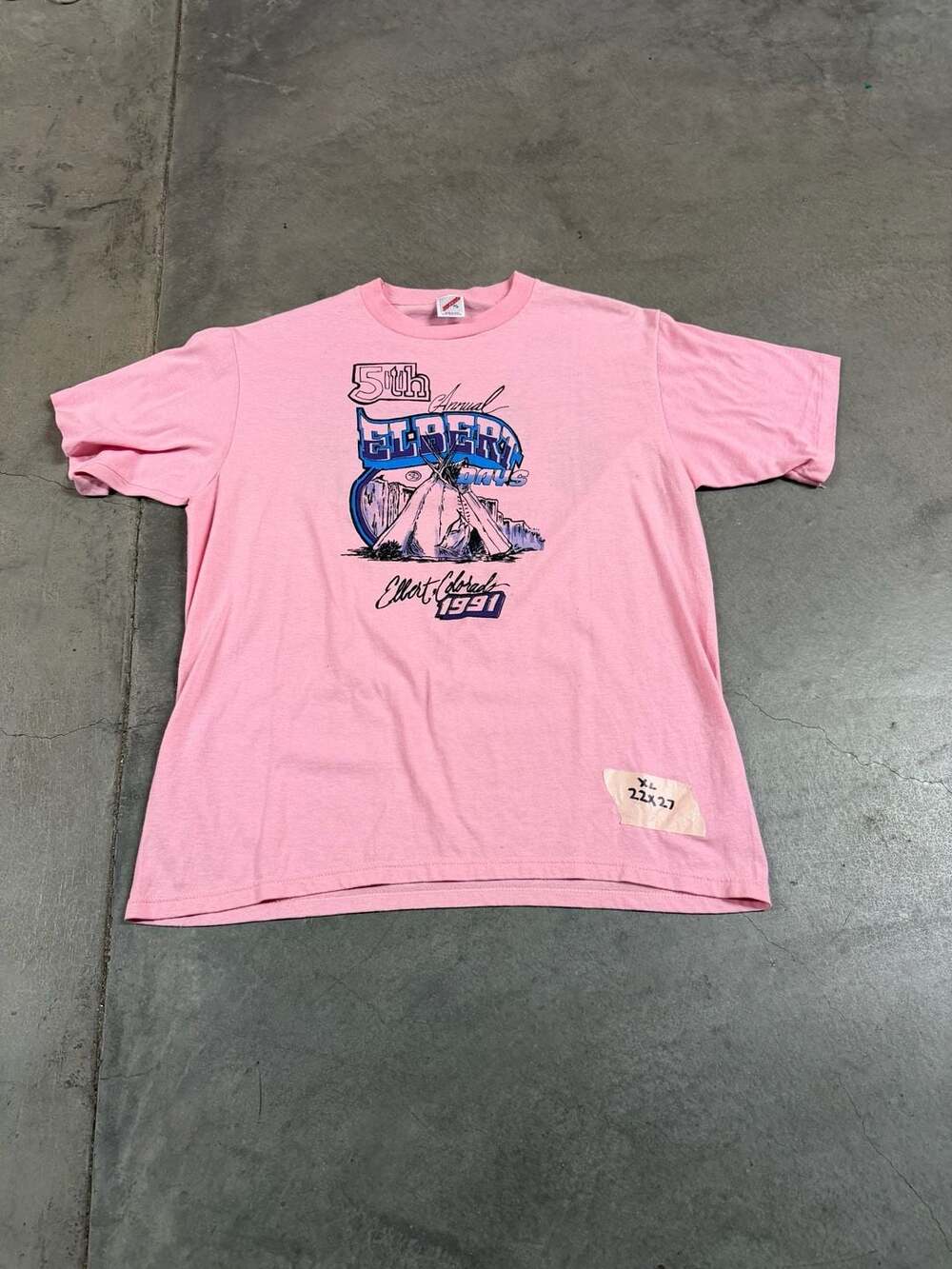 Vintage 1991 Jerzees 5th Annual Elbert Days Colorado Tee XL Pink